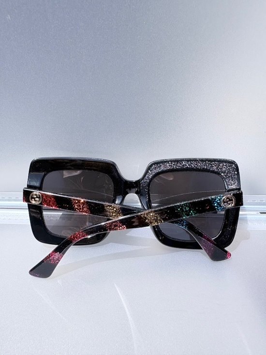 Gucci Rainbow Glitter Black Oversized Square Sunglasses GG0328S main image 15
